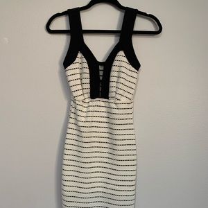 Mid length black and white dress